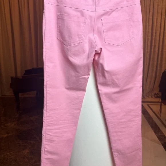 Moschino Pink Cotton Pants | Designer Straight-Leg Trousers - Picture 3 of 13